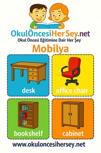 Çocuklar İçin  İngilizce Mobilya Flashkart  
