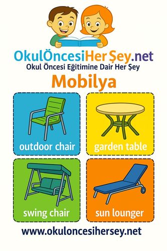 Çocuklar İçin  İngilizce Mobilya Flashkart  