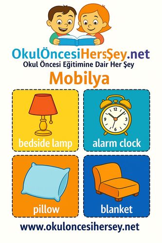 Çocuklar İçin  İngilizce Mobilya Flashkart  