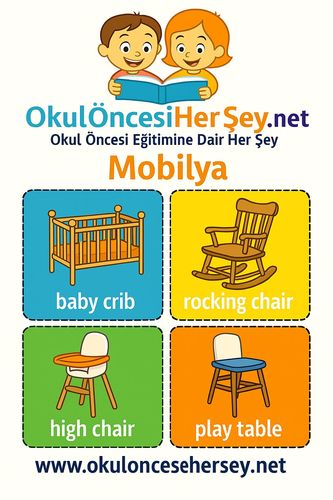 Çocuklar İçin  İngilizce Mobilya Flashkart  