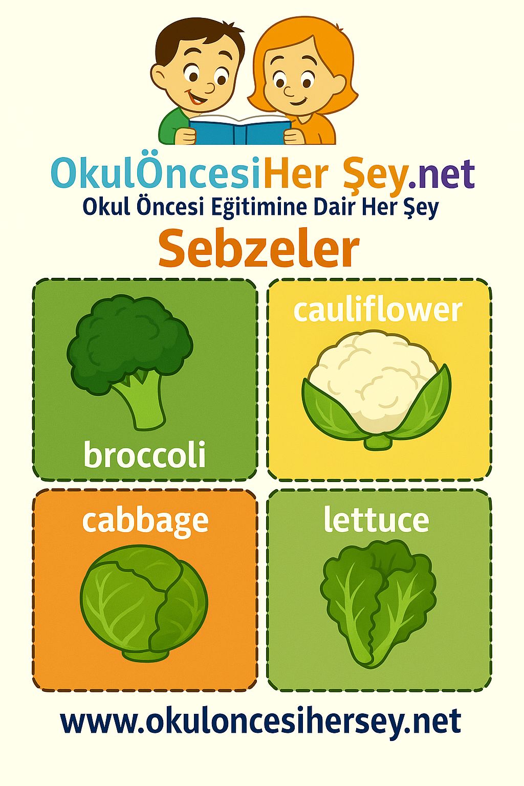 İngilizce Sebzeler Flashkart