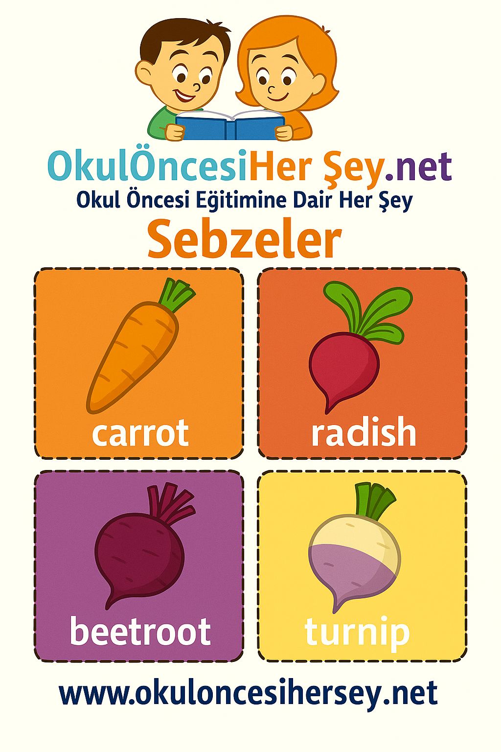 İngilizce Sebzeler Flashkart