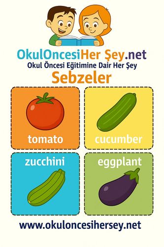 Çocuklar İçin  İngilizce Sebzeler Flashkart  