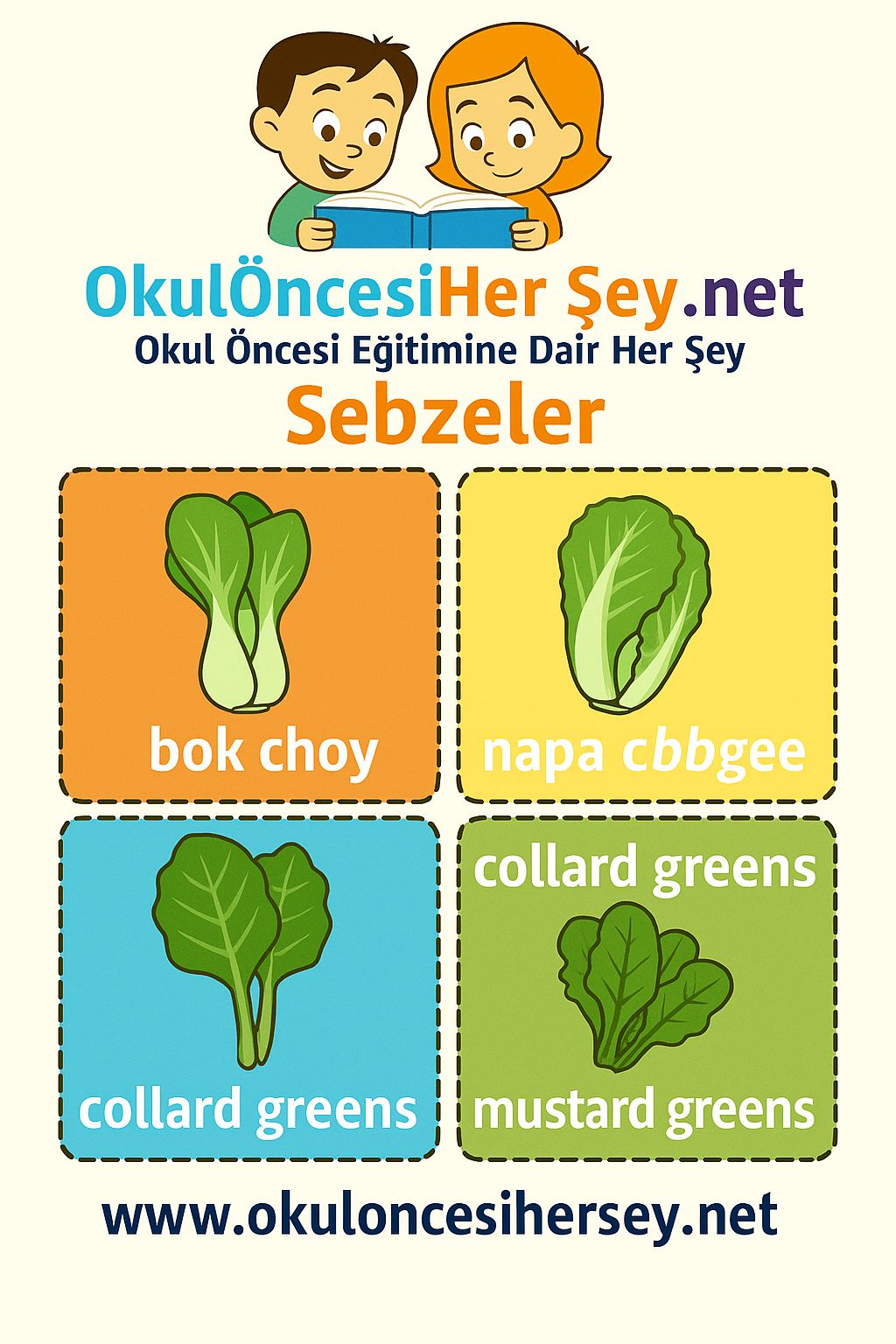 İngilizce Sebzeler Flashkart