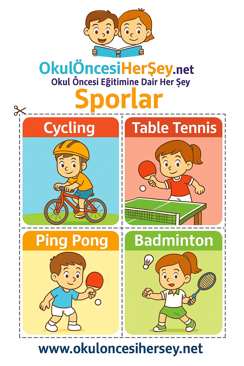 Çocuklar İçin  Spor Dalları Flashkart  