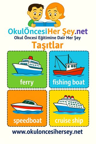 Çocuklar İçin  İngilizce Taşıtlar Flashkart  