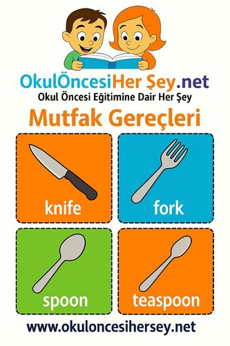 Çocuklar İçin  İngilizce Muftak Gereçleri Flashkart  