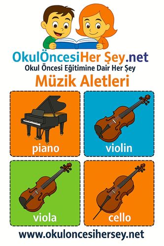Çocuklar İçin  İngilizce Müzik Aletleri Flashkart  