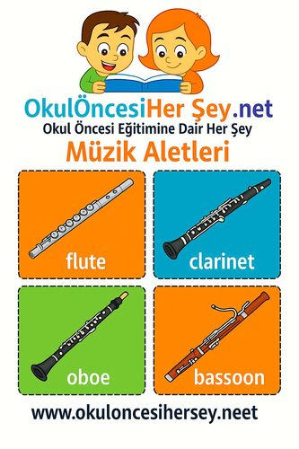 Çocuklar İçin  İngilizce Müzik Aletleri Flashkart  