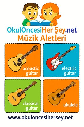 Çocuklar İçin  İngilizce Müzik Aletleri Flashkart  