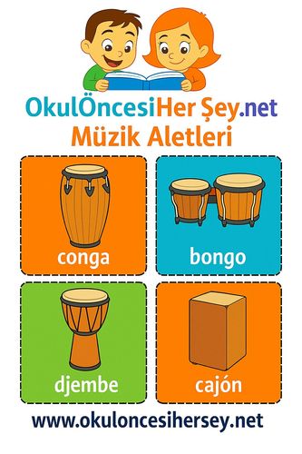 Çocuklar İçin  İngilizce Müzik Aletleri Flashkart  