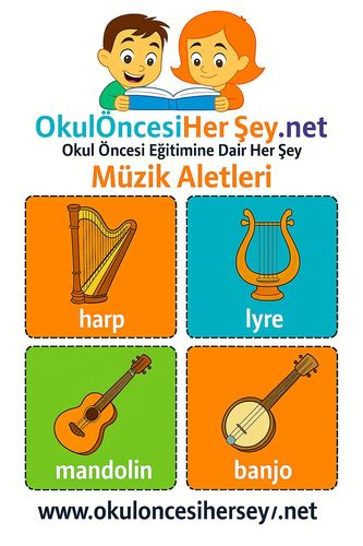 Çocuklar İçin  İngilizce Müzik Aletleri Flashkart  
