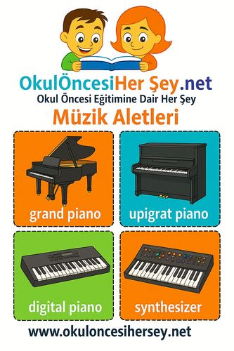 Çocuklar İçin  İngilizce Müzik Aletleri Flashkart  