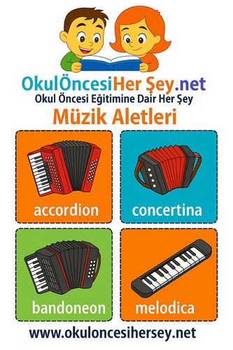 Çocuklar İçin  İngilizce Müzik Aletleri Flashkart  