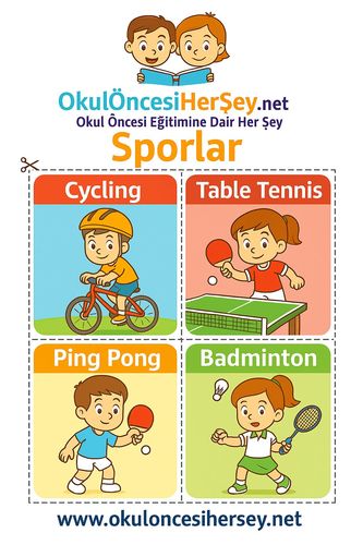 Çocuklar İçin  İngilizce Spor Dalları Flashkart  