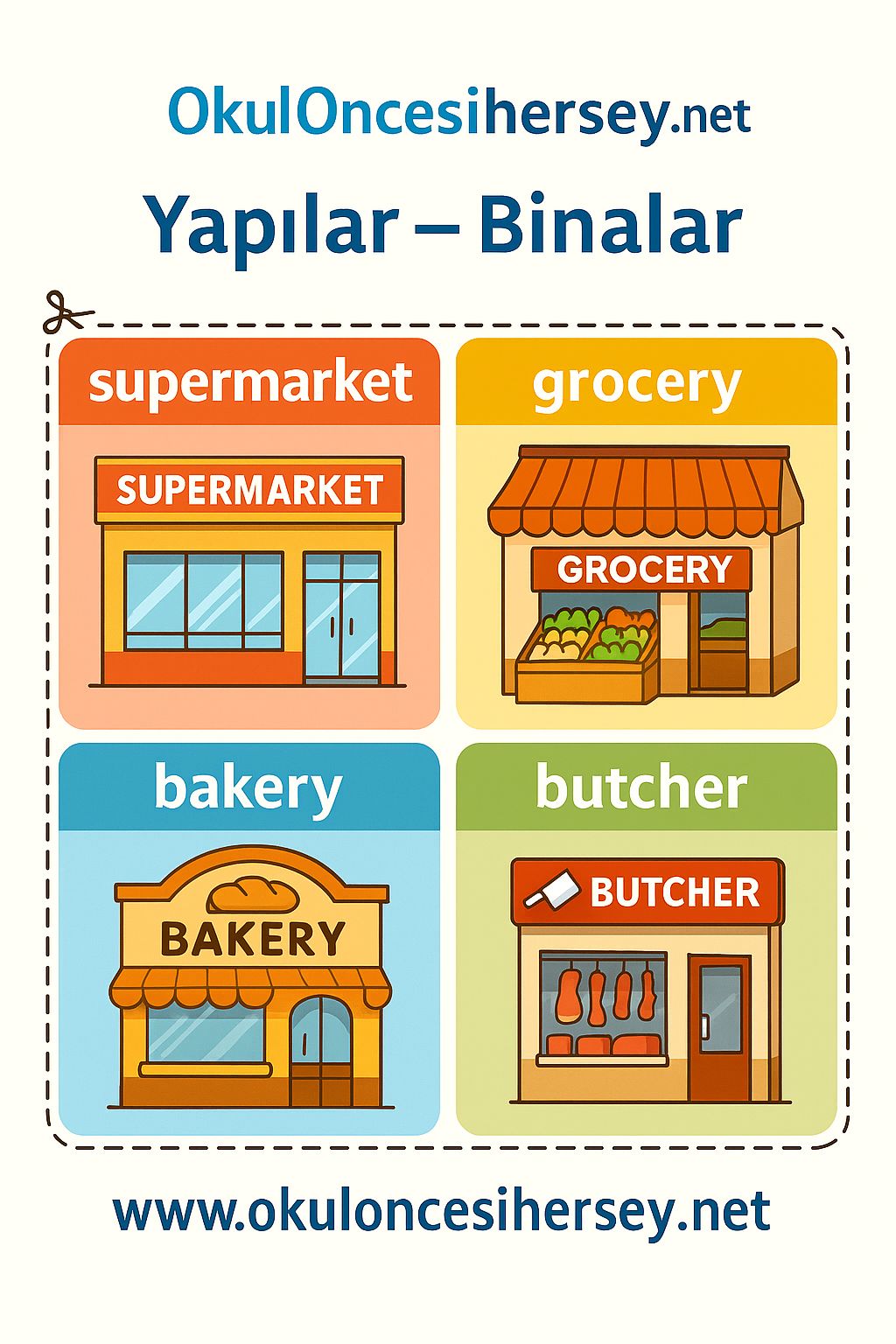 İngilizce Yapılar-Binalar Flashkart