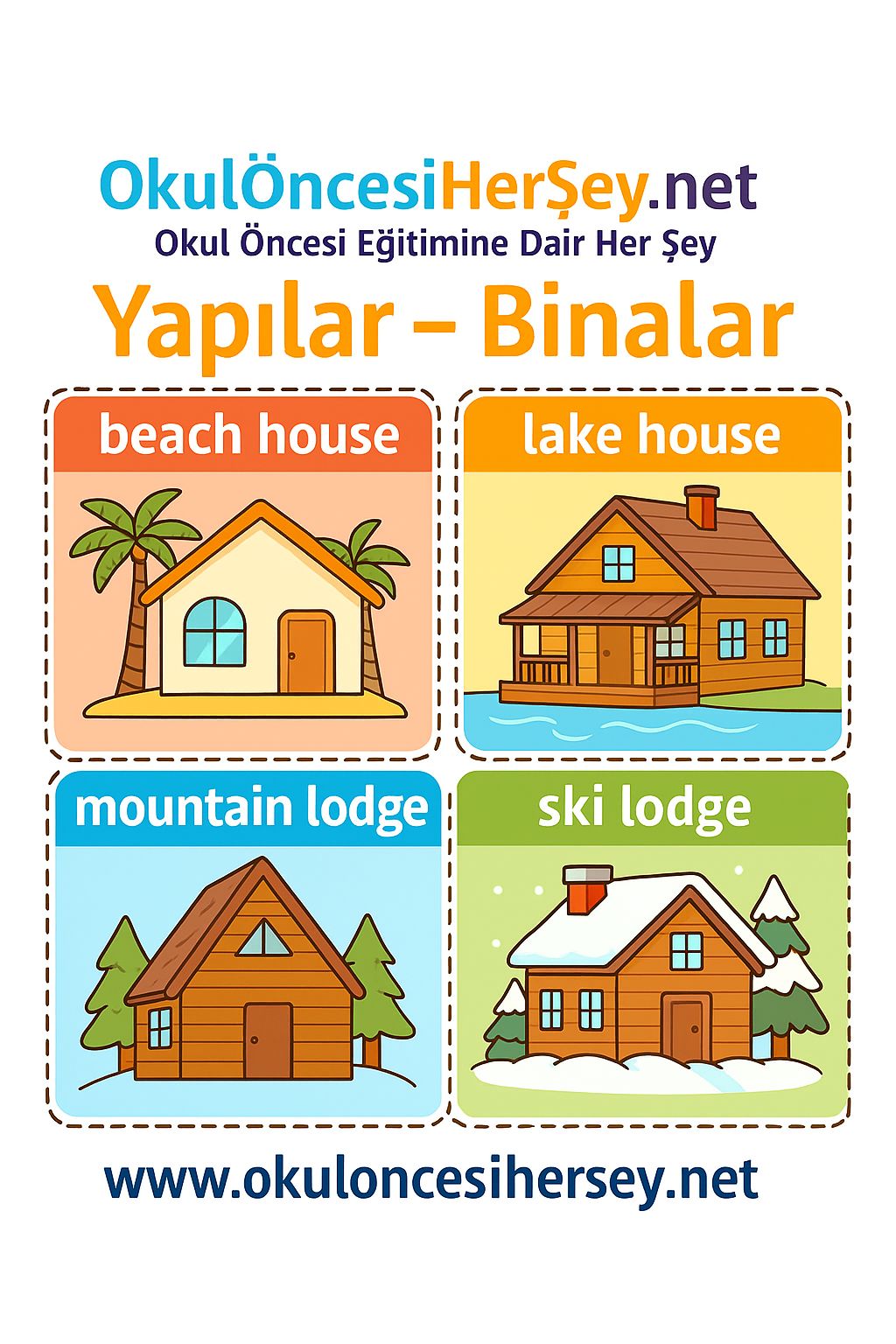 İngilizce Yapılar-Binalar Flashkart