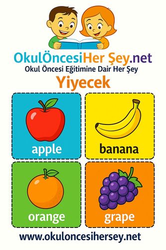 Çocuklar İçin  İngilizce Yiyecek-İçecek Flashkart  