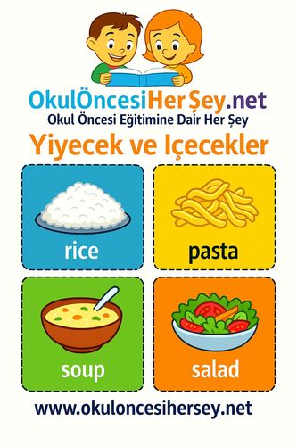 Çocuklar İçin  İngilizce Yiyecek-İçecek Flashkart  