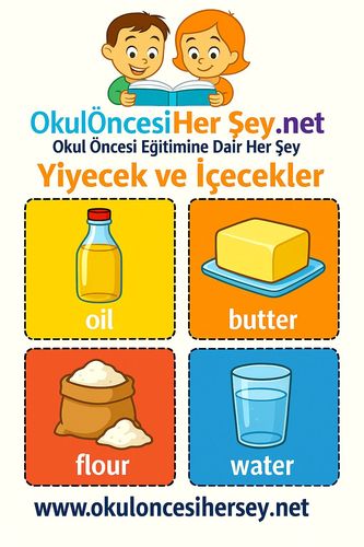 Çocuklar İçin  İngilizce Yiyecek-İçecek Flashkart  