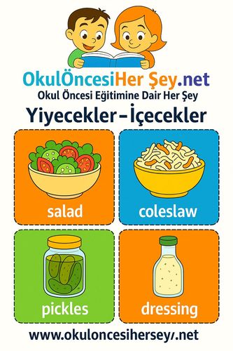 Çocuklar İçin  İngilizce Yiyecek-İçecek Flashkart  