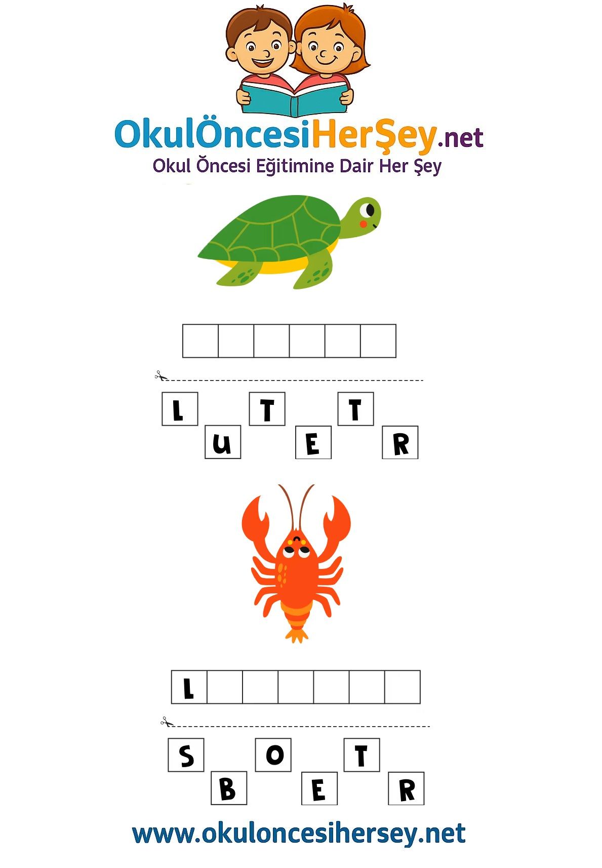 Çocuklar İçin   Karışık Harfleri Düzenle  