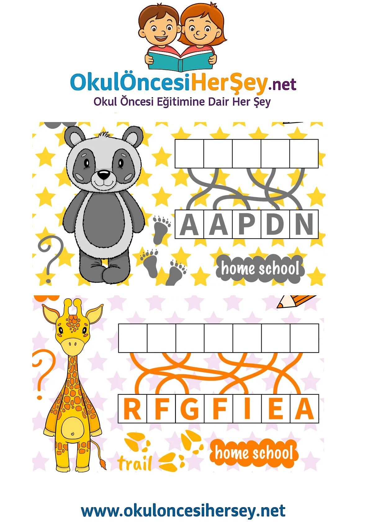 Çocuklar İçin   Karışık Harfleri Düzenle  