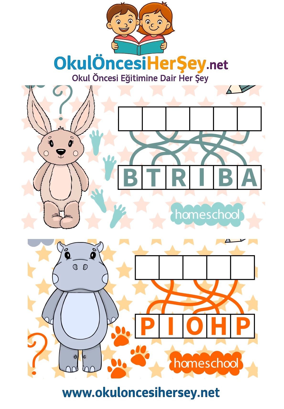 Çocuklar İçin   Karışık Harfleri Düzenle  