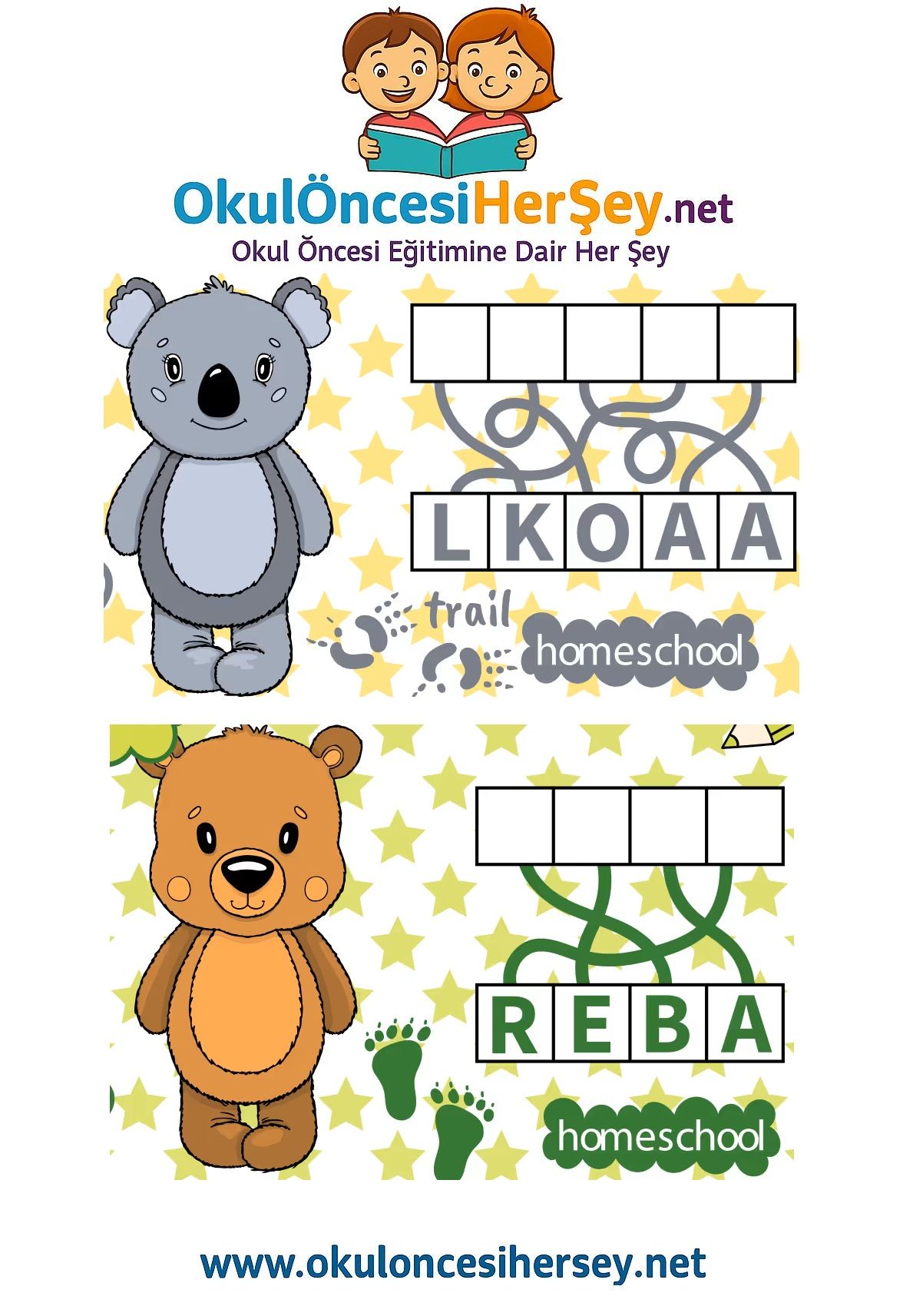 Çocuklar İçin   Karışık Harfleri Düzenle  