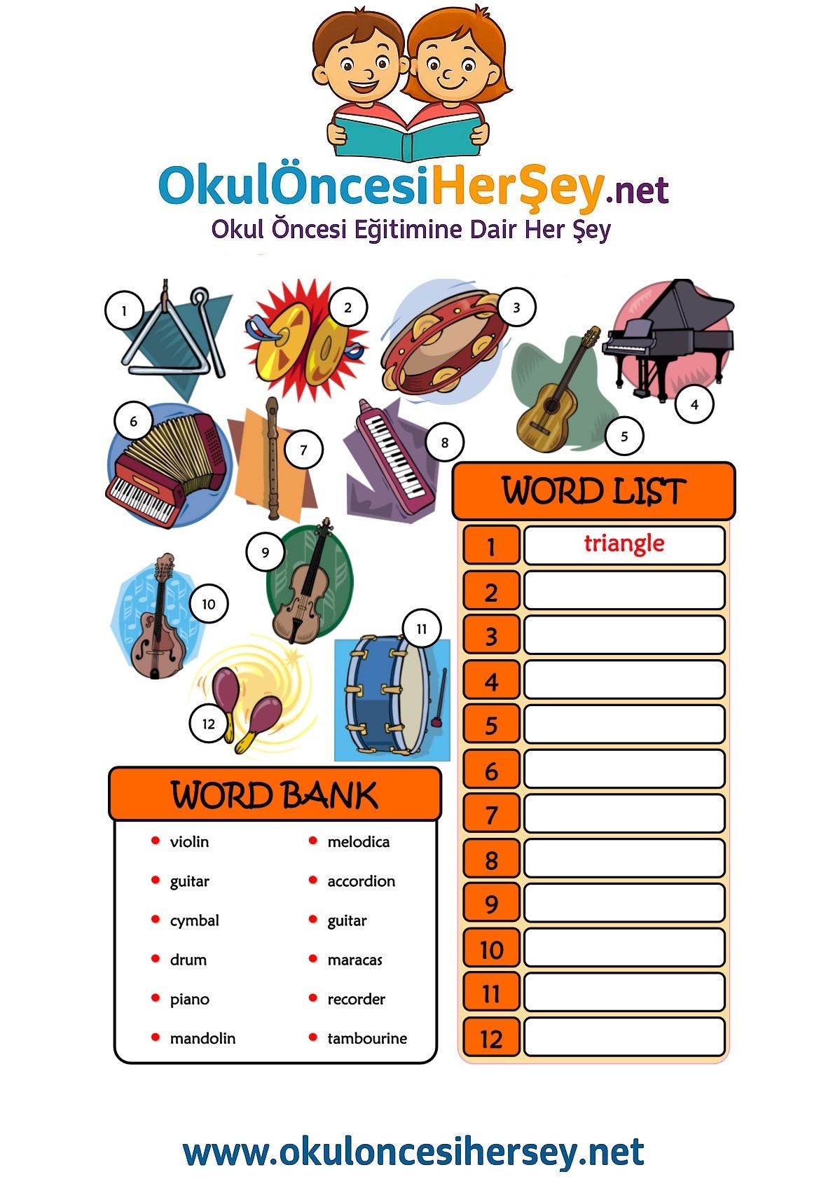 Çocuklar İçin   Kelimeyi Bul ve Yaz  